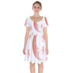 Moon Moonface Pattern Outlines Short Sleeve Bardot Dress by Celenk