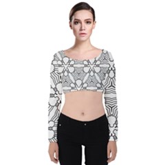 Pattern Design Pretty Cool Art Velvet Long Sleeve Crop Top by Celenk