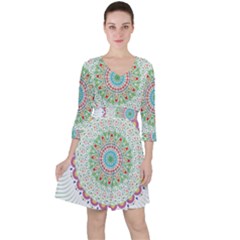 Flower Abstract Floral Ruffle Dress by Celenk