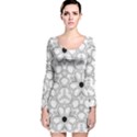 Pattern Zentangle Handdrawn Design Long Sleeve Velvet Bodycon Dress View1