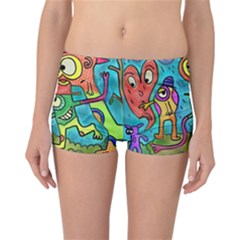 Painting Painted Ink Cartoon Reversible Boyleg Bikini Bottoms by Celenk