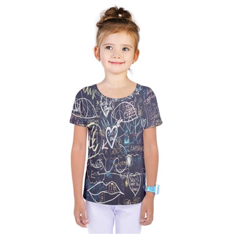 Graffiti Chalkboard Blackboard Love Kids  One Piece Tee by Celenk