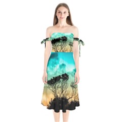 Trees Branches Branch Nature Shoulder Tie Bardot Midi Dress by Celenk