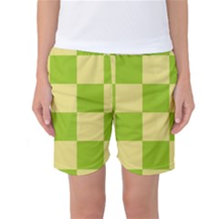 Green And Yellow (square Pattern) Women s Basketball Shorts by berwies