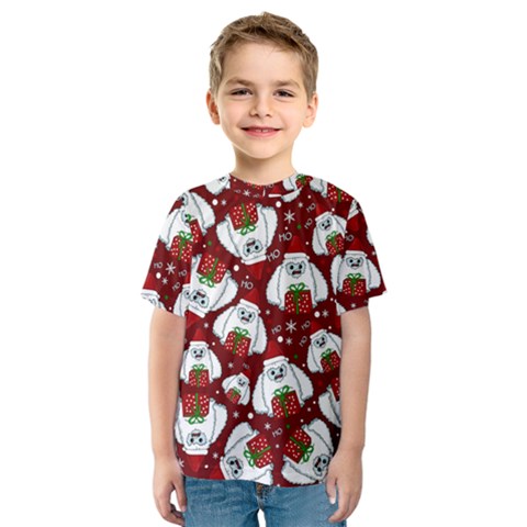 Yeti Xmas Pattern Kids  Sport Mesh Tee by Valentinaart