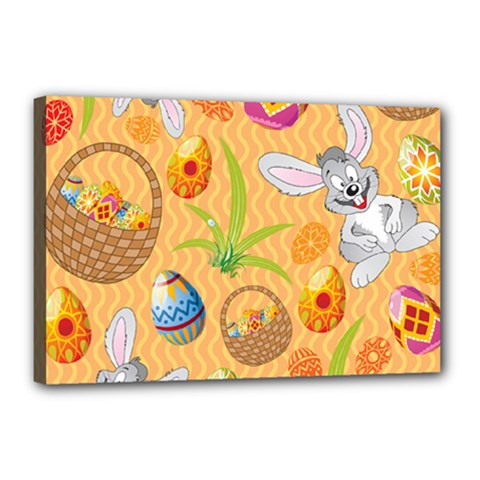 Easter Bunny And Egg Basket Canvas 18  X 12  by allthingseveryone