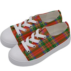 Orange And Green Plaid Kids  Low Top Canvas Sneakers by allthingseveryone