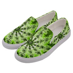 Lime Green Starburst Fractal Men s Canvas Slip Ons by allthingseveryone