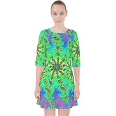 Green Psychedelic Starburst Fractal Pocket Dress by allthingseveryone