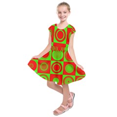 Redg Reen Christmas Background Kids  Short Sleeve Dress by Celenk