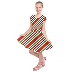 Christmas Color Stripes Kids  Short Sleeve Dress by Celenk