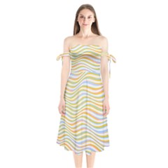 Art Abstract Colorful Colors Shoulder Tie Bardot Midi Dress by Celenk