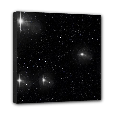 Starry Galaxy Night Black And White Stars Mini Canvas 8  X 8  by yoursparklingshop