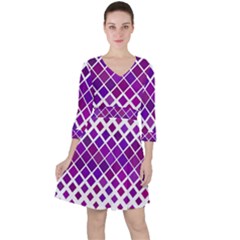 Pattern Square Purple Horizontal Ruffle Dress by Celenk