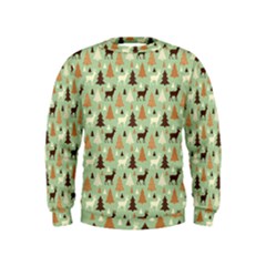 Reindeer Tree Forest Art Kids  Sweatshirt by patternstudio