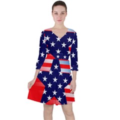 Patriotic American Usa Design Red Ruffle Dress by Celenk