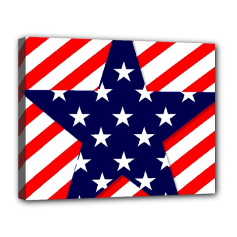 Patriotic Usa Stars Stripes Red Canvas 14  X 11  by Celenk