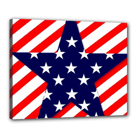 Patriotic Usa Stars Stripes Red Canvas 20  X 16  by Celenk