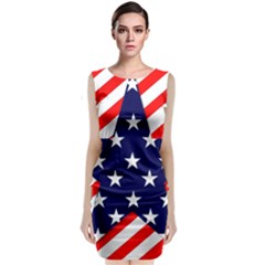 Patriotic Usa Stars Stripes Red Classic Sleeveless Midi Dress by Celenk