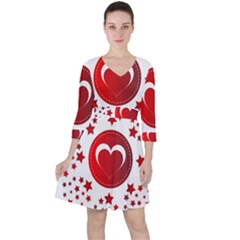 Monogram Heart Pattern Love Red Ruffle Dress by Celenk