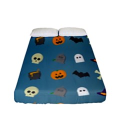 Halloween Cats Pumpkin Pattern Bat Fitted Sheet (full/ Double Size) by Celenk