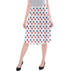 Patriotic Red White Blue Stars Usa Midi Beach Skirt by Celenk