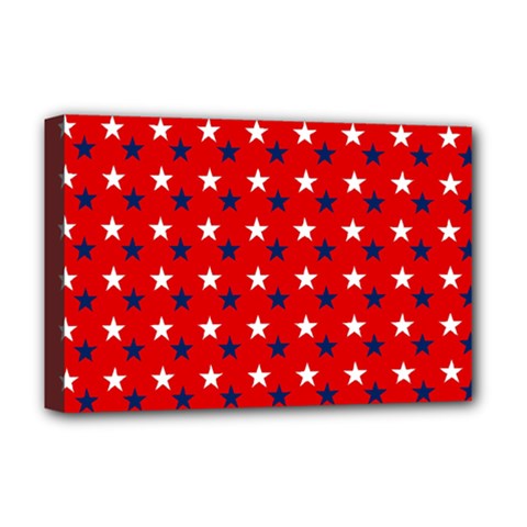 Patriotic Red White Blue Usa Deluxe Canvas 18  X 12   by Celenk