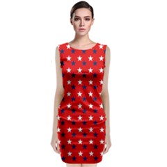 Patriotic Red White Blue Usa Classic Sleeveless Midi Dress by Celenk