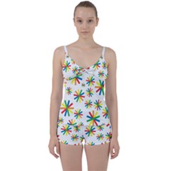 Celebrate Pattern Colorful Design Tie Front Two Piece Tankini by Celenk