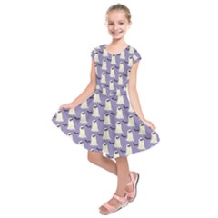 Bat And Ghost Halloween Lilac Paper Pattern Kids  Short Sleeve Dress by Celenk