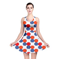 Geometric Design Red White Blue Reversible Skater Dress by Celenk