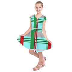 Christmas Plaid Backgrounds Plaid Kids  Short Sleeve Dress by Celenk