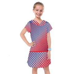 Dots Red White Blue Gradient Kids  Drop Waist Dress by Celenk