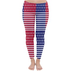 American Flag Patriot Red White Classic Winter Leggings by Celenk