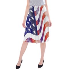 Usa Flag America American Midi Beach Skirt by Celenk