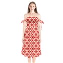 Ornate Christmas Decor Pattern Shoulder Tie Bardot Midi Dress View1