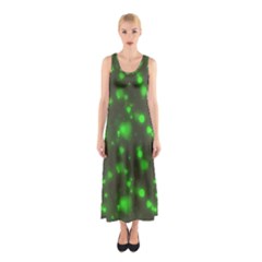 Neon Green Bubble Hearts Sleeveless Maxi Dress by PodArtist