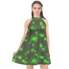 Neon Green Bubble Hearts Halter Neckline Chiffon Dress  by PodArtist