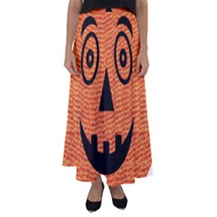 Fabric Halloween Pumpkin Funny Flared Maxi Skirt by Celenk