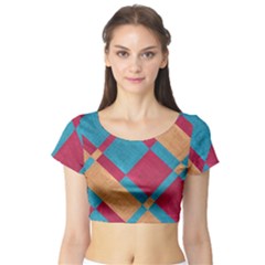 Fabric Textile Cloth Material Short Sleeve Crop Top by Celenk