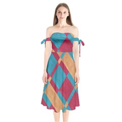 Fabric Textile Cloth Material Shoulder Tie Bardot Midi Dress by Celenk