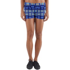 Textiles Texture Structure Grid Yoga Shorts by Celenk