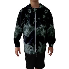 Surfboard With Dolphin, Flowers, Palm And Turtle Hooded Wind Breaker (kids) by FantasyWorld7