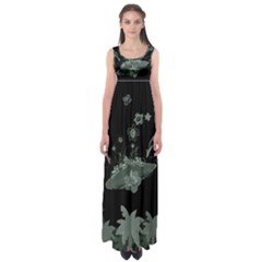 Surfboard With Dolphin, Flowers, Palm And Turtle Empire Waist Maxi Dress by FantasyWorld7