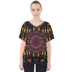 A Flaming Star Is Born On The  Metal Sky V-neck Dolman Drape Top by pepitasart