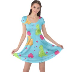 Dinosaur Love Pattern Cap Sleeve Dress by Bigfootshirtshop