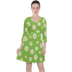 Daisy Flowers Floral Wallpaper Ruffle Dress by Celenk