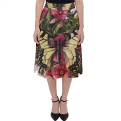 Vintage Butterfly Flower Folding Skater Skirt by Celenk