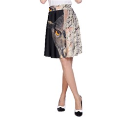 Owl Hiding Peeking Peeping Peek A-line Skirt by Celenk