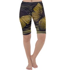 Butterfly Insect Wave Concentric Cropped Leggings  by Celenk